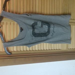 Guess Brand Grey Tank with Black Rhinestones & Black Beading-Size Med.-Like New